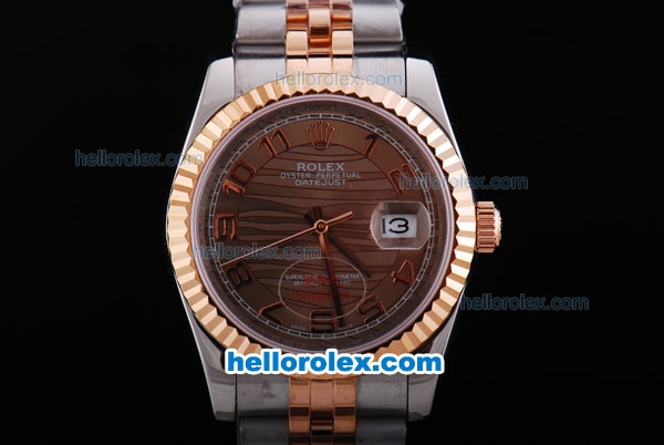 Rolex Datejust Oyster Perpetual Automatic Two Tone with Brown Dial and Brown Marking - Click Image to Close